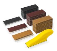 JNJOOD Kit ponceuse pour détails, mini bloc de ponçage manuel, papier de verre grain 60-400 pour travaux manuels en bois, projets de polissage bricolage