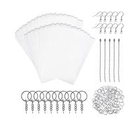 JNJOOD Les Accessoires Du Pack de Feuilles de Plastique Thermorétractables Comprennent Du Papier de Film D'Art Rétractable Vierge 125 Accessoires de Porte-Clés pour les Ornements de Bricolage
