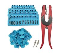 JNJOOD Lot de 100 étiquettes pour oreilles numérotées de 001 à 100 en plastique pour animaux d'élevage, kit d'application pour étiquettes pour oreilles de vache,