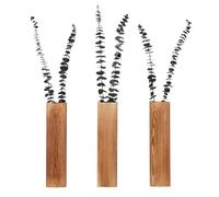 JNJOOD Lot de 3 fleurs murales pour plantes d'intérieur décoration murale en bois pour salle de bain, chambre à fleurs séchées et plantes fausses couleur bois