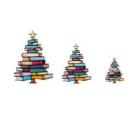 JNJOOD Lot de 3 ornements en forme d'arbres de livres, thème d'arbre de Noël, cadeau pour les amateurs de livres