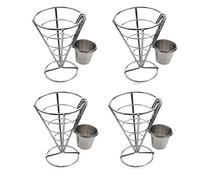 JNJOOD Lot de 4 paniers à frites avec support pour plats à sauces, cônes pour poulet frit