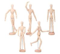 JNJOOD Lot de 5 modèles de figures artistiques de 12 pouces mannequin en bois, mannequin de dessin flexible pour croquis, peinture et design de figures articulables