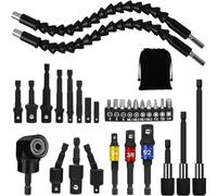 JNJOOD Lot de rallonges flexibles pour forets de 31 pièces, fixation pour perceuse à angle droit de 105 °, prise pour joint rotatif, adaptateur pour prise hexagonale durable et facile à installer