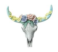 JNJOOD Pendentif Mural Crâne de Vache Fleur Succulente Tête de Vache Figurines Miniatures Sculpture Animale Maison Ornements Suspendus Décor S