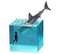 JNJOOD Résine marine : Ornement domestique en forme de baleines à en résine marine, avec sous- dans un cube.