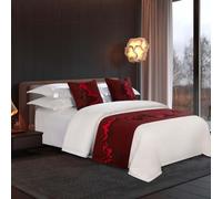 Jnkiquii Chemin de lit moderne en jacquard de montagne chinoise 50 x 180 cm, écharpe de lit décorative en polyester avec taie d'oreiller et insert d'oreiller, bout de lit, serviette de lit, chemin de