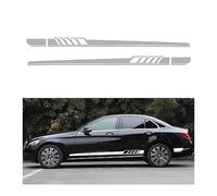 JNNJ 2 Pièces Autocollant De Bande Capot De Voiture, Pare-Chocs Stripe Decal Vinyle Véhicules, Auto Racing Body Side Stripe Decal, Modifié Decal Décoration Pour Voitures SUV Véhicules(Blanc)