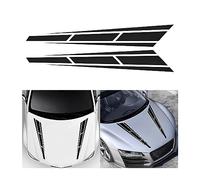 JNNJ 2 Pièces Autocollant De Bande Capot Voiture, Modifié Decal Décoration Universels Auto Racing, Pare-Chocs Stripe Decal Vinyle Modifié Decal Décoration pour Voitures SUV Véhicules(Noir)