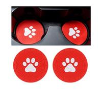 JNNJ 2 Pièces sous-Verres D'insertion De Coupe De Voiture, Silicone Antidérapants Porte-Gobelet pour Voiture, Porte-Gobelet Motif De Griffe, Accessoires Décoration Intérieure Voiture(Rouge)