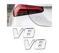 JNNJ 2 Stücke 3D Emblem Badge, Plakette Abzeichen Auto Sticker Abziehbild, Metall Motor Display Auto Aufkleber Emblem Abzeichen, Auto Aufkleber Tuning Metall(V8)