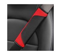 JNNJ 2Pcs Protège-Ceinture Auto Universel Cuir Carbone, Rouge | Confort Des Épaules, Fixation Velcro, Réduit La Pression, Usage Polyvalent, Accessoires Automobiles
