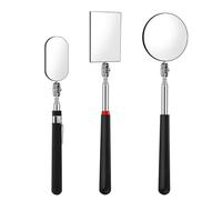 JNNJ 3 Pièces Miroir D'inspection Télescopique, Miroir D'inspection avec Manche Télescopique Pivotant à 360 Degrés, Miroir D'inspection Télescopique Réglable, pour L'inspection des Véhicules