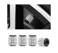 JNNJ 4 Pièces Bouchon Valve De Pneu, Capuchon Pneu Valve Voiture, Diamant Cache-Poussière Valve, Automobile Universel Extérieur Accessoires Décoratifs pour SUV, Camions, Motos, Vélos(Blanc)
