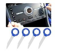 JNNJ 4 Pièces Clé Démontage L'autoradio, Clé De Démontage De L'autoradio avec Manchon en Caoutchouc, Goupilles en Acier Inoxydable pour Le Démontage L'adaptateur L'autoradio pour Audio(Bleu)