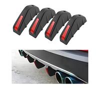 JNNJ 4 Pièces Diffuseur De Spoiler De Pare-Chocs Arrière, Aileron De Pare-Chocs Arrière Voiture, Pare-Chocs Requin Becquet Arrière, Universel Anti-Usure Châssis Décoration Aileron Voiture(Noir/Rouge)