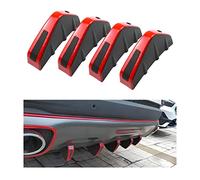 JNNJ 4 Pièces Diffuseur De Spoiler De Pare-Chocs Arrière, Aileron De Pare-Chocs Arrière Voiture, Pare-Chocs Requin Becquet Arrière, Universel Anti-Usure Châssis Décoration Aileron Voiture(Rouge)