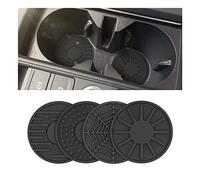 JNNJ 4 Pièces Porte-Gobelet Silicone Véhicule, Voiture Universels Porte-Gobelet Tapis, Porte-Gobelets Antidérapant, sous-Verres De Voiture à Motif De Rayures Sun Dot Spider, pour Véhicule(Noir)