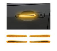 JNNJ 4PCS Autocollants Réfléchissants Protection de Poignée de Porte de Voiture, Bandes Anti-Rayures 3D pour Poignées de Porte de Voiture, Autocollants D'avertissement pour Poignée(Jaune)