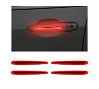 JNNJ 4PCS Autocollants Réfléchissants Protection de Poignée de Porte de Voiture, Bandes Anti-Rayures 3D pour Poignées de Porte de Voiture, Autocollants D'avertissement pour Poignée(Rouge)
