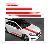 JNNJ 5 Pièces Autocollant De Bande De Capot De Voiture, Modifié Decal Décoration pour Voitures SUV Véhicules, Universels Auto Racing Body Side Stripe Decal pour Voitures SUV Véhicules(Rouge)