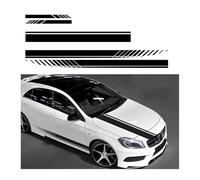 JNNJ 5 Pièces Autocollant De Bande De Capot De Voiture, Modifié Decal Décoration pour Voitures SUV Véhicules, Universels Auto Racing Body Side Stripe Decal pour Voitures SUV Véhicules(Noir)