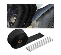 JNNJ 5CM X 5M Bande Thermique Echappement, Ruban Isolant Echappement Moto Avec 10 attaches de câble en Acier Inoxydable, Bande Collecteur Echappement en Titanium pour Moto