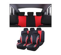 JNNJ 9 Pièces Set Complet Housses De Siège Voiture, Siège Auto Respirant Antidérapant, Siège Accessoire Interieur Universelle Housses De Sièges pour La Plupart des Voitures, Camionnettes(Rouge)