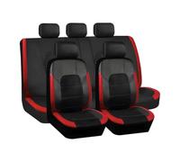JNNJ 9 Pièces Set Complet Housses Siège De Voiture, Ensemble Housses Siège Cuir Respirant Imperméable Antidérapant Siège Avant Arrière Voiture, Universal Mode Housse Siege Voiture Ensemble(Rouge)