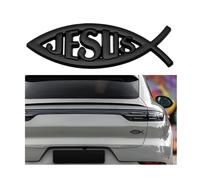 JNNJ Autocollant Universel Style De Voiture en Métal, Jésus Poisson Autocollant De Voiture, Autocollants 3D Forme Poisson Jésus pour Voiture, Accessoires Universelle Décoration pour Voitures(Noir)