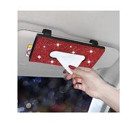 JNNJ Boîte à mouchoirs pour Pare-Soleil, Bling Bling Porte-Mouchoirs de Voiture, Boîte à Mouchoirs Voiture Porte-Papier pour Pare-Soleil Voiture Fait à la Main avec Cristaux étincelants(Rouge)