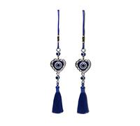 JNNJ Breloque De Voiture Oeil Maléfique Bleu, Rétroviseur Décoration Perlée De Mauvais Œil, D'intérieur Protection Bénédiction Cadeau Perles Verre Pendentif, Pour Véhicule(Cercle)
