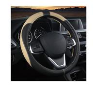 JNNJ Couvre Volant Antidérapant en Microfibre Cuir, Housse de Volant de Voiture pour Femmes et Hommes (Noir/Beige)