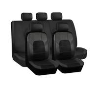 JNNJ Lot de 9 housses de siège de voiture, en cuir, respirantes, imperméables, antidérapantes, housses de siège avant et arrière, pour SUV, housses de siège universelles en cuir (noir)