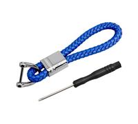 JNNJ Porte-Clés De Voiture, Porte Clef Tressé Pour Clés De Voiture, Clé Universelle Avec Boucle Anti Perte, Multicolore Cuir Porte-Clés De Voiture Accessoires En Métal(Argent/Bleu)