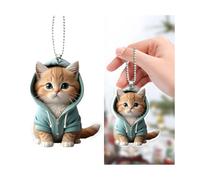 JNNJ Porte-Clés Voiture Mignon, Pendentif Miroir Voiture, Pendentif Acrylique Intérieur Une Voitures, Ornements Suspendre Voitures Avec Chat, Pendentif Rétroviseur Voiture Ornements Porte-Clés Mignon