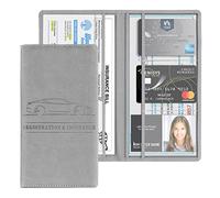 JNNJ Portefeuille pour Documents Auto, Porte Carte Grise Et Assurance en Cuir PU pour Auto, Porte Documents D'immatriculation, Permis, Cartes Et Autres éléments Essentiels, Universal(Gris)
