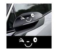 JNNJ Rétroviseur Autocollant De Voiture Décalcomanies, 2 Pièces Sourire Visage Rétroviseur Decal Rétroviseur Décalque, 3D Sourire Visage Autocollant Sourire Visage Auto Autocollant Stickers(Blanc)