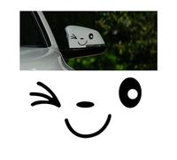 JNNJ Rétroviseur Autocollant De Voiture Décalcomanies, 2 Pièces Sourire Visage Rétroviseur Decal Rétroviseur Décalque, 3D Sourire Visage Autocollant Sourire Visage Auto Autocollant Stickers(Noir)