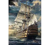 JNNPY broderie point de croix kit complet,canevas point de croix kit complet pour adultes débutant,Bateau à voile,kit point de croix imprimé pour décoration 40X50 cm