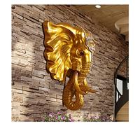 JNPGVTCD Sculptures murales Tête d'éléphant Décoration Murale Tête d'animal Sculpture Tête d'animal Statue de taxidermie en résine Artificielle Décoration Tête d'animal (Taille : 55 x 45 x 15 cm)