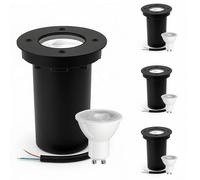 JNR 4 Pack Spot Encastrable Exterieur IP67 étanche 230 V, Spot LED Extérieur avec Ampoule LED GU10 5 W 3000K Blanc chaud, Spot Rond Encastrable Praticable Pour Jardin, Allées, Noir