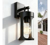 jnr Applique Murale Vintage Exterieur Acier Inoxydable, Lampe Murale Industrielle, Lampe Exterieur Murale, Lampe Murale étanche IP54 Avec Ampoule 8W 2700K (Circulaire-Noir)
