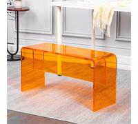 JNTFNE Banc moderne en acrylique, tabouret à langer polyvalent pour le salon, la chambre à coucher, l'entrée ou les magasins (orange, 80 cm)