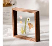 JNTFNE Cadre photo flottant double face A4 pour portrait et presse à fleurs, multicolore, plusieurs tailles (couleur acajou, carré de 14,3 x 14,3 cm)