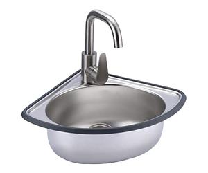 JNTFNE Évier Mural Simple de Cuisine avec Robinet d'eau Chaude et Froide, sur Pied, pour Garage, Camping-Car (Dimensions : 34 x 34 x 13 cm)