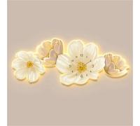 JNTFNE Horloge Murale décorative Lumineuse, décoration Florale, Art en Porcelaine Cristal, Grande Taille, Convient pour Chambre, Salon, Bureau, Salon (16,9 x 39,4 Pouces)