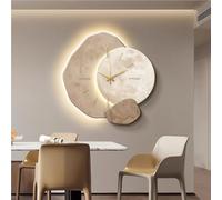 JNTFNE Horloge Suspendue Créative avec Lumière LED, Horloge Murale Lumineuse, Simple Horloge Décorative d'art pour Hôtel pour Restauration à Domicile Beige 50 * 50cm