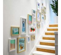 JNTFNE Lot de 17 cadres photo décoratifs pour escalier - 158 x 126 cm - Blanc original