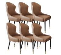 JNTFNE Lot de 6 chaises de salle à manger en cuir résistant à l'usure pour cuisine et chambre à coucher, blanc cassé et gris foncé, idéal pour salle de mariage, balcon et salon